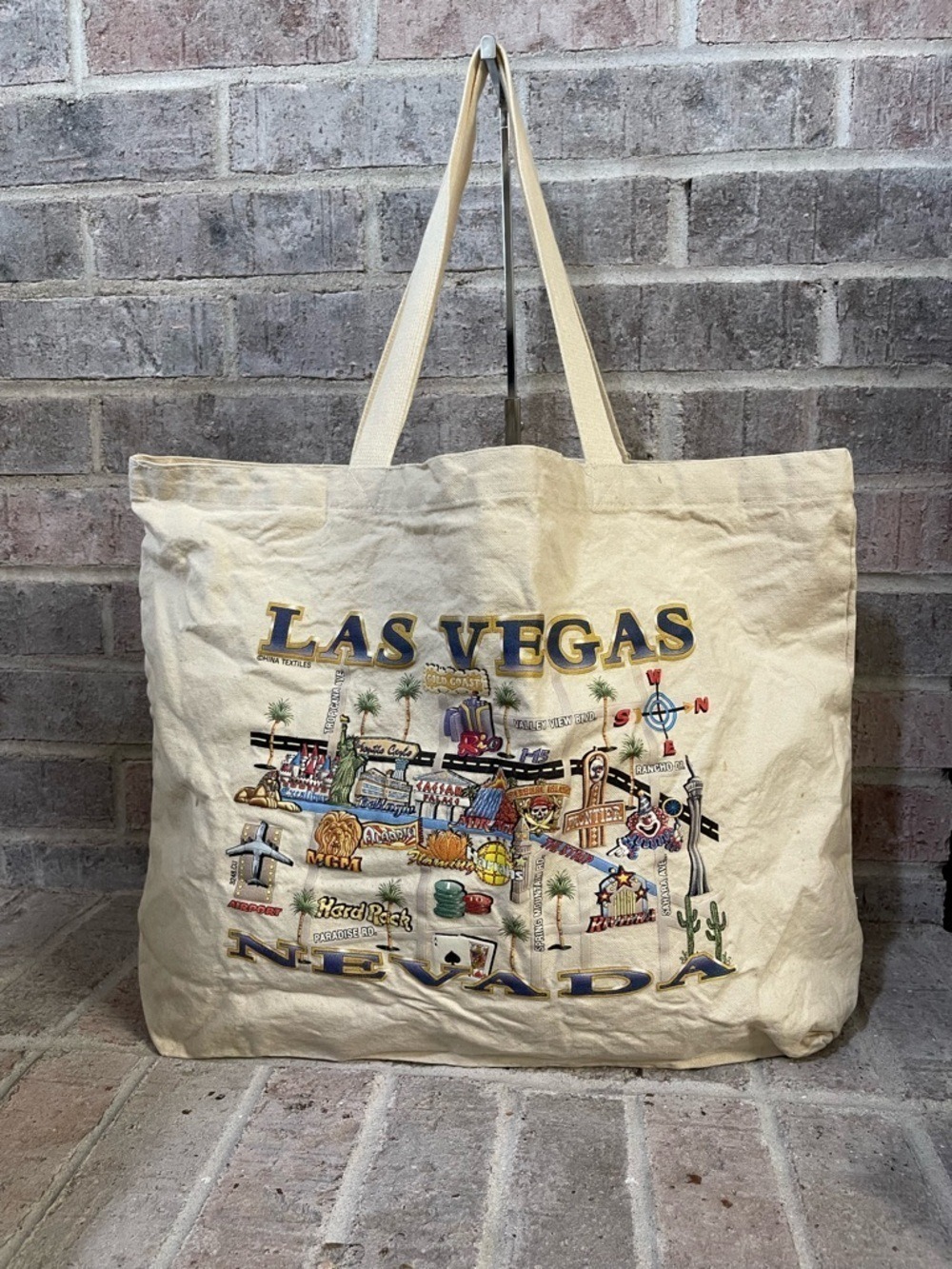 Las Vegas Nevada Canvas Tote Bag with Colorful Map Design
